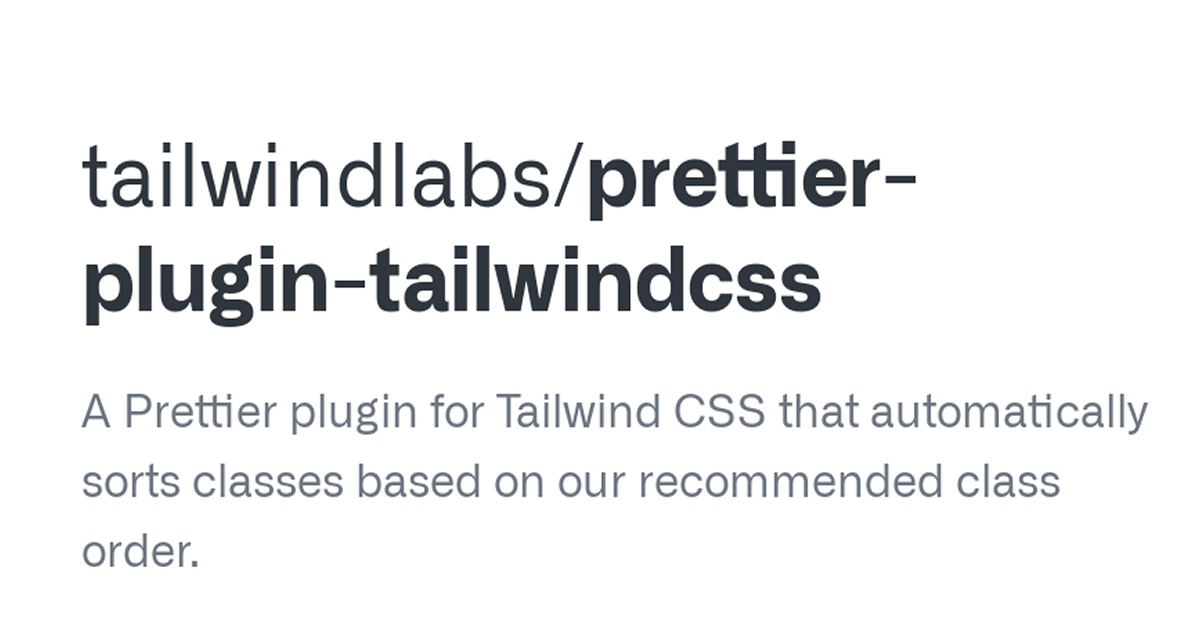 Prettier Plugin for Tailwind CSS